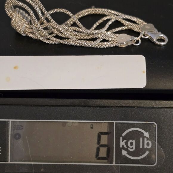 Vintage Bracelet Sterling Silver 925 Multichain Knot Italy 7" Length 6g - Picture 9 of 9